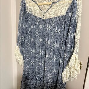 Umgee Blue & Cream dress